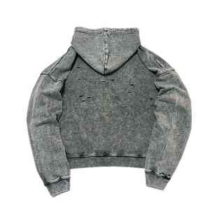 Custom <b>Vintage</b> Acid Wash Distressed Rhinestone Hoodie Heavyweight Fleece <b>Oversized</b> Streetwear Pullover Men Women <b>Sweatshirt</b> - Product Image 2