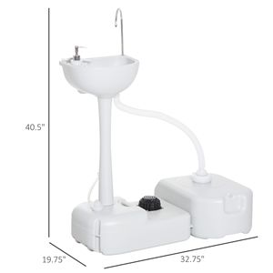 Lavabo Portatile da Campeggio con Serbatoio da 4,5 Galloni e Serbatoio di Recupero da 6,3 Galloni, in Materiale Riciclato Bianco per Eventi all'Aperto e Bagno - Product Image 3