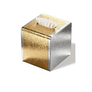 Caja de pañuelos metálica artesanal con relieve geométrico y acabado en níquel cromado, accesorio estético para baño, dispensador de servilletas para el hogar - Product Image 1