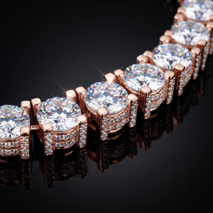 Collar de cadena tipo tenis con diamantes cultivados en laboratorio de 65 mm, estilo hip hop para hombre, joyería de lujo con diamantes redondos brillantes, oro de 14 quilates - Product Image 6