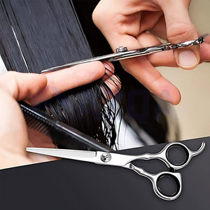 Stainless Steel 6.8-Inch Professional Right-Handed Hairdressing Scissors with Finger Rest Adjustable Screw Rubber Finger <b>Rings</b> - Product Image 5
