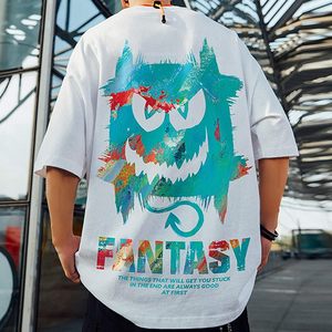 เสื้อยืดสตรีทแวร์ผู้ชาย พิมพ์ลายกราฟิกแบบกำหนดเอง สกรีนพิมพ์ ทรงโอเวอร์ไซส์ ไหล่ตก คุณภาพสูง - Product Image 4