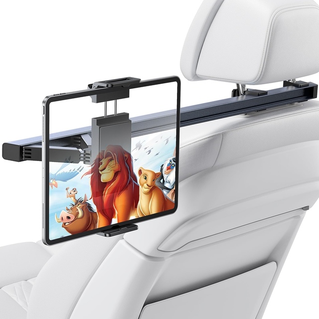 LISEN Universal iPad Car Holder Back Seat Tablet Mount for Kids Adults Family Road Trip Fits All 4.7-12.9 Inch Devices Black