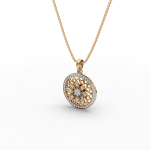Lotus Floral Lab-Grown Gold Pendant with Diamond Elegant Charm <b>Necklace</b> - Product Image 3