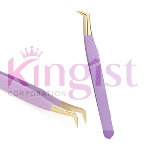 Ensemble de pinces à extensions de cils en acier inoxydable personnalisées avec étiquette privée, pointe pointue, prise diamantée à 90 degrés - Product Image 2