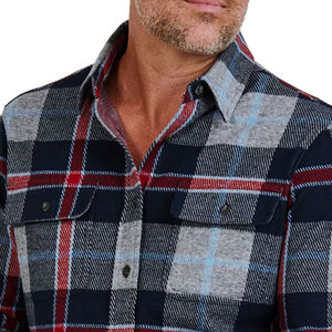 Chemise en flanelle pour homme, OEM ODM, de haute qualité, vente en gros, confortable, à carreaux, en laine/coton, manches longues, respirante, 240g, décontractée - Product Image 3