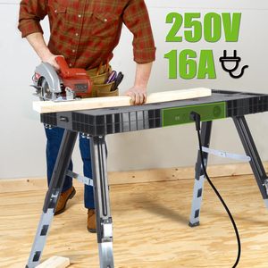 Banc de travail multifonctionnel portable 5-en-1 pour le travail du bois et la rénovation avec alimentation électrique et porte-outils - Product Image 2