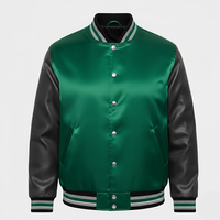 Veste en satin pour homme, veste bomber sportive, tissu polyester lisse, ceinture élastique, poignets côtelés, design personnalisé, fournisseur en gros