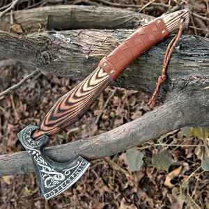 Hache Viking Artisanale Haut de Gamme en Acier Carbone de Qualité Supérieure pour Camping et Survie en Extérieur avec Étui en Cuir – Vente en Gros - Product Image 6