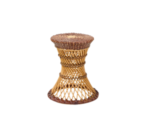 Tabouret sablier en rotin naturel tressé à la main, table d'appoint, table d'appoint bohème en osier, siège léger fait main pour salon, patio - Product Image 2