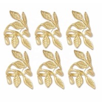 Porte-serviettes en laiton de haute qualité avec motif de feuilles d'or, en stock pour la décoration de table de mariage, d'anniversaire et de fête