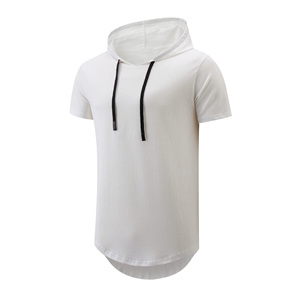 T-shirts à capuche à manches courtes pour hommes, taille standard, vente en gros, impression de logo personnalisée, vêtements de fitness respirants, t-shirts pour hommes - Product Image 1
