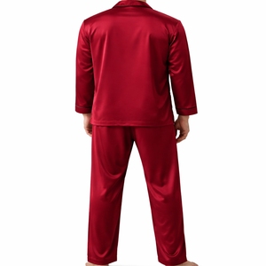 Conjunto de Pijama de Satén para Hombre, Manga Larga, Estilo Seda, Lujoso, Transpirable, Ropa de Dormir Elegante y Cómoda para Primavera/Verano - Product Image 2