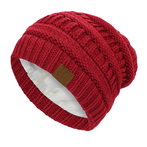 Fleece Lined Slouchy Beanie <b>Hat</b> Men Women Oversize Large Winter Warm Style 56-58CM Burgundy - Product Image 5