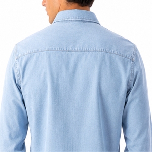 เสื้อเชิ้ตเดนิมสีฟ้าอ่อนสำหรับผู้ชาย พรีเมียม มีสไตล์ สวมใส่สบาย ทนทาน วินเทจ ลำลอง ทรงปกติ ผ้าฝ้าย 100% แห้งเร็ว - Product Image 6