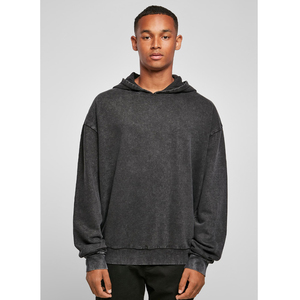 Sweat-shirt à capuche surdimensionné pour homme, couleur unie, coton tricoté lavé, coupe décontractée, longueur normale, style automne - Product Image 1