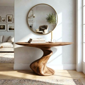 Entryway wooden furniture <b>Rustic</b> live edge <b>console</b> <b>table</b> With Pedestal Base Handmade Entryway Furniture For Living Room - Product Image 3