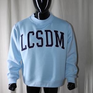 LCSDM SKY <b>BLUE</b> Sweatshirt 100% NAVY <b>BLUE</b> Applique Embroidery Wide Neck Oversized Winter Velour Clush Sports - Product Image 1