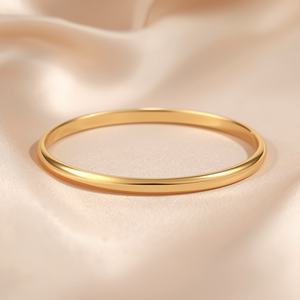 Bracelet jonc en or jaune massif 14 carats, lisse, minimaliste, poli, bracelet jonc classique, bijoux fins pour femmes - Product Image 3