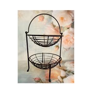 Panier à fruits rond en fer avec design en fil métallique ajouré pour le rangement des légumes et des fruits dans les espaces de cuisine modernes - Product Image 3