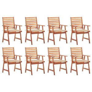 8 pz sedie da pranzo con Patio in legno massello di Acacia con cuscini di alta qualità Set di mobili da esterno - Product Image 1