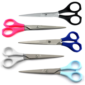 Multicolor Plastic Handle <b>Barber</b> Scissors <b>Set</b> Professional Stainless Steel Hair Cutting Shears for Home & Salon Use - Product Image 1
