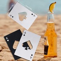 Décapsuleur OEM personnalisé gravé As de Pique, en gros, format portefeuille fin en acier inoxydable, pour articles de bar