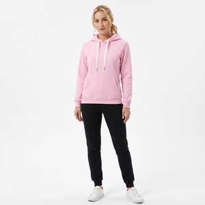 Ensemble survêtement unisexe décontracté rose à capuche avec pantalon de jogging noir, manches longues, couleur unie, logo sur le devant, idéal pour l'automne - Product Image 2