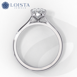 แหวนหมั้นเพชรทรงกลม LOISTA Platinum สำหรับผู้หญิง คลาสสิก ได้รับการรับรองจาก GIA พร้อมเพชรธรรมชาติ - Product Image 4