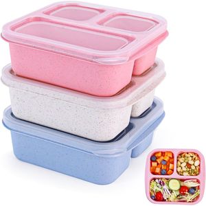 Set di 3 Contenitori Bento con 3 Scomparti, Portionatori per Pranzo, Ideali per Scuola, Viaggi, Preparazione Pasti, Contenitori Pratici per Snack - Product Image 1