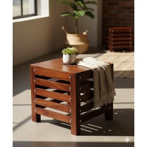 Aqdus Saleem Traditional Sheesham Wood Carved Heritage <b>Stool</b> with Tabletop Installation | Wholesale From Saharanpur Handcrafted - Product Image 2