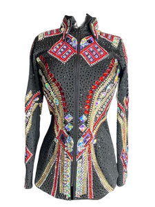Premium <b>Rhinestone</b> Western Rodeo <b>Jacket</b> for Cowgirl Horse Show and Equestrian Competition Wear - Product Image 1