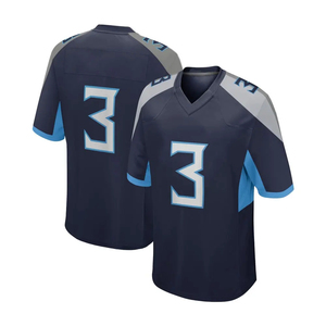 Maillot de football américain pour homme, col en V, hiver, numéro 3, bleu marine, manches courtes, polyester anti-humidité, logo frontal - Product Image 4