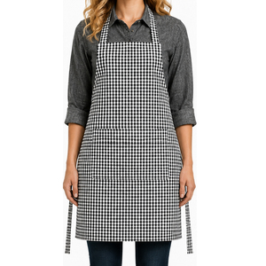 Tabliers de cuisine en coton 100% de qualité supérieure, longueur genou, à carreaux teints en fil, très vendus, pour la cuisson, au meilleur prix. - Product Image 1