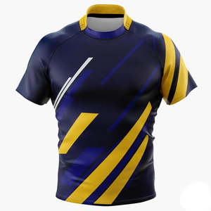 เสื้อรักบี้โลโก้สั่งทำ แขนสั้น ระบายอากาศได้ดี เสื้อกีฬา สำหรับฝึกซ้อมกลางแจ้ง ชุดทีมชาย ชุดแข่งขัน สีสั่งทำได้ - Product Image 2