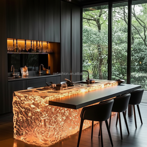 <span class=keywords><strong>ONLYONE</strong></span> - Isla de Cocina Ovalada Moderna y Ecológica de Resina Acrílica Luminosa con Efecto de Agua LED, Diseño de Lujo, Garantía de 5 Años - Product Image 4