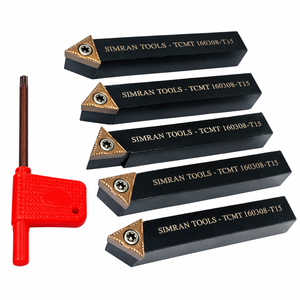 Juego de 5 Portaherramientas de Torneado de Carburo Indexables con Vástago de 1/2 Pulgada, Insertos TCMT160308 C6 para Planoar, Mandrinar y Chaflanar con Llave - Product Image 4