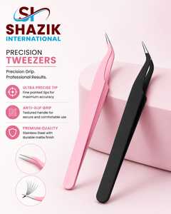 SHAHZIK INTERNATIONAL Professional Stainless Steel Curved Tip Eyelash Tweezer <b>Lash</b> <b>Lifting</b> Tools Anti-Slip Grip for Eyelash - Product Image 1