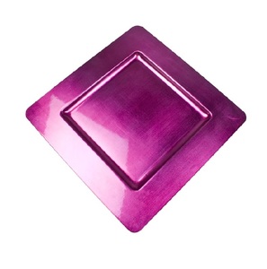 Square charger <b>plates</b> add modern elegance and function to any table setting Made from durable acrylic or <b>reusable</b> <b>plastic</b> - Product Image 4