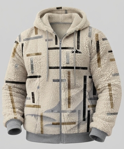 Men's Women Winter Premium Cotton Fleece <b>Sherpa</b> Zipper Stand Collar Front Logo <b>Hoodie</b> & Matching Tracksuit Set - Product Image 1