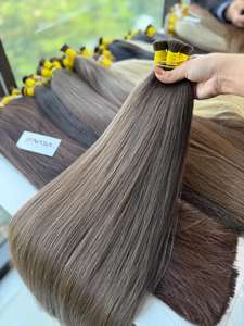 Prix de gros 100g Extensions de cheveux en vrac Cheveux humains bruts vietnamiens dans toutes les couleurs 60 cm - Product Image 5