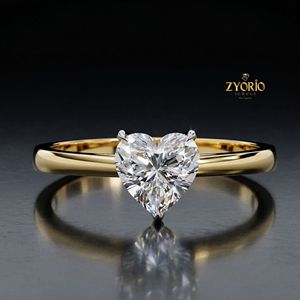 Anillo de Compromiso Solitario de Plata de Ley 925 con Diamante Cultivado en Laboratorio con Corte Corazón para Mujer, Anillo de Promesa Minimalista - Product Image 2