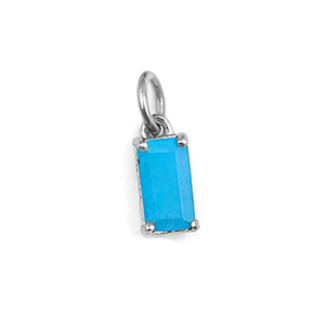 Pendentif en pierre naturelle turquoise de forme baguette rectangulaire, plaqué argent, pour collier et boucles d'oreilles - Product Image 1