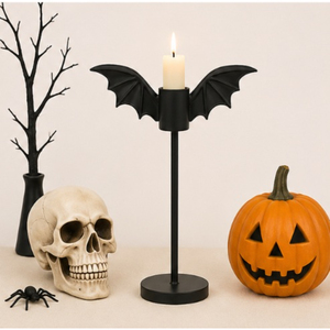 Hot Sale Metal Halloween Bat Candlestick Holder Matte Black <b>Gothic</b> Table Centerpiece for Spooky Party Home Decor <b>Candle</b> Stand - Product Image 4