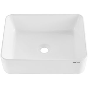 Lavabo da Appoggio Rettangolare Stile Moderno B 48x37,3 cm in Ceramica Bianca per Bagno - Product Image 1