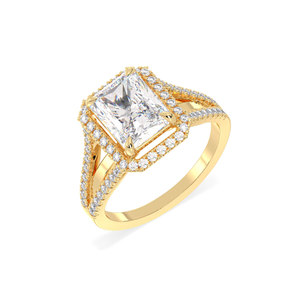 Bague halo en or massif 14 carats certifiée REYES IGI avec diamant HPHT CVD cultivé en laboratoire pour femme, cadeau de fiançailles de luxe, bijoux fins - Product Image 1
