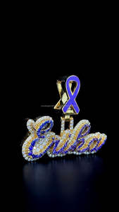 Personalizado dos tonos Iced Out púrpura Moissanite nombre colgante VVS Moissanite letra colgante plata 925 chapado en oro joyería de Hip Hop - Product Image 3