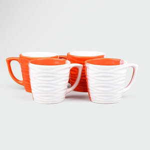 Multicolored Wavy Ceramic <b>Tea</b> <b>Cup</b> <b>Set</b> of 4 - Product Image 3