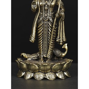 Petite sculpture en laiton superfine de Lord Murugan en geste de bénédiction Pose debout élégante - Product Image 3