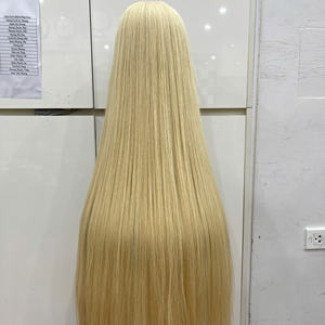 OFERTA ESPECIAL: Peluca de encaje HD con cabello humano vietnamita, extensiones lisas de punta gruesa, color rubio, con raya al medio. - Product Image 2